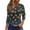 Navy, variant on WTOBBY Women's Halloween Graphic Tee: Spiders Bats Pumpkins Printed Round Neck 3/4 Sleeve Casual T-Shirt Top for Fall Seasonal Wardrobe,Black L