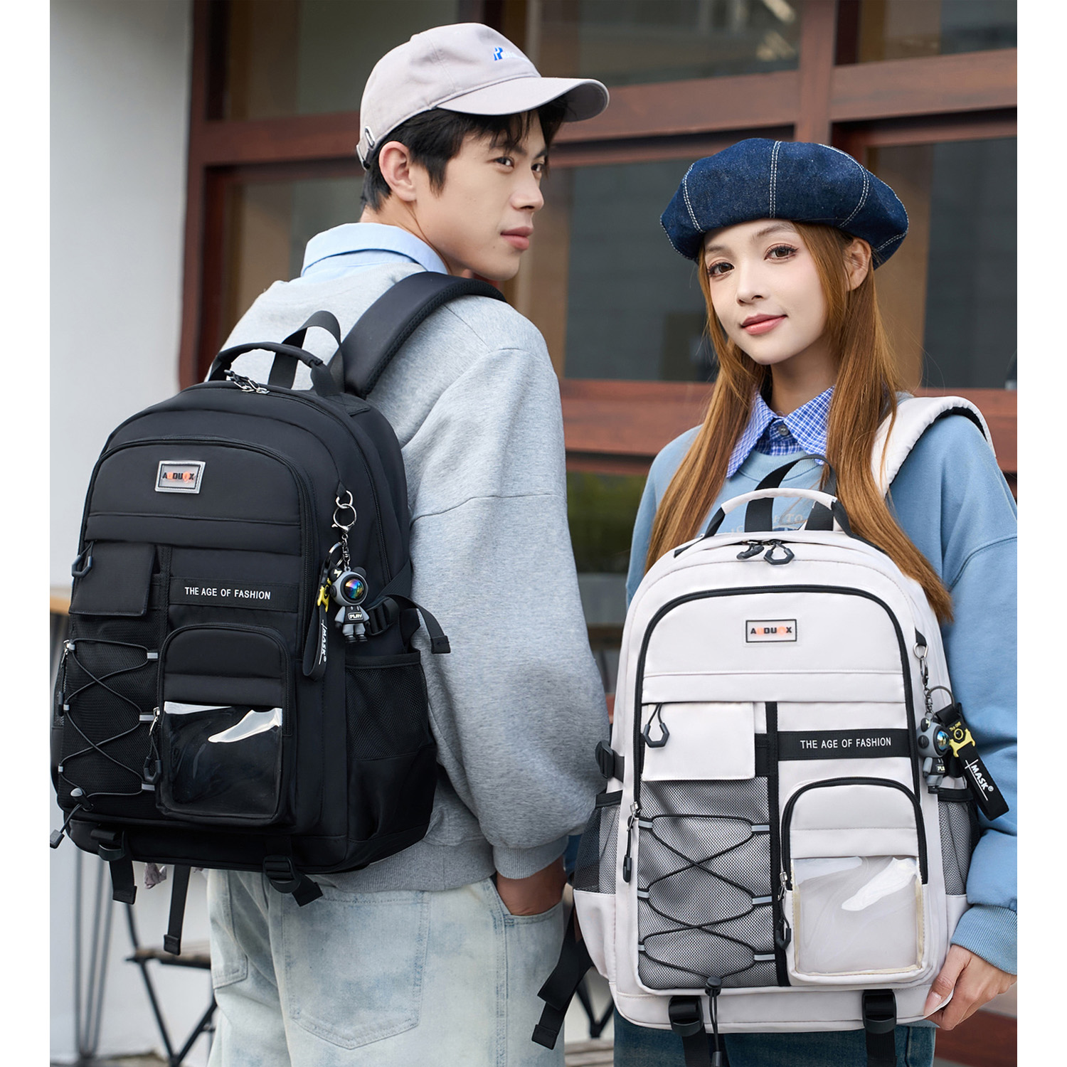 Mochila Escolar para Laptop de 15.6", Bolso Impermeable de Moda para Niños Niñas Mujeres Hombres Adolescentes, Secundaria / Preparatoria / Universidad, Blanco Roto 2