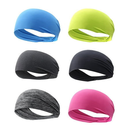 6pcs Unisex Sports Headband Elastic Hair Bands Head Wrap for Yoga Running Fitness Workout Gym Exercise