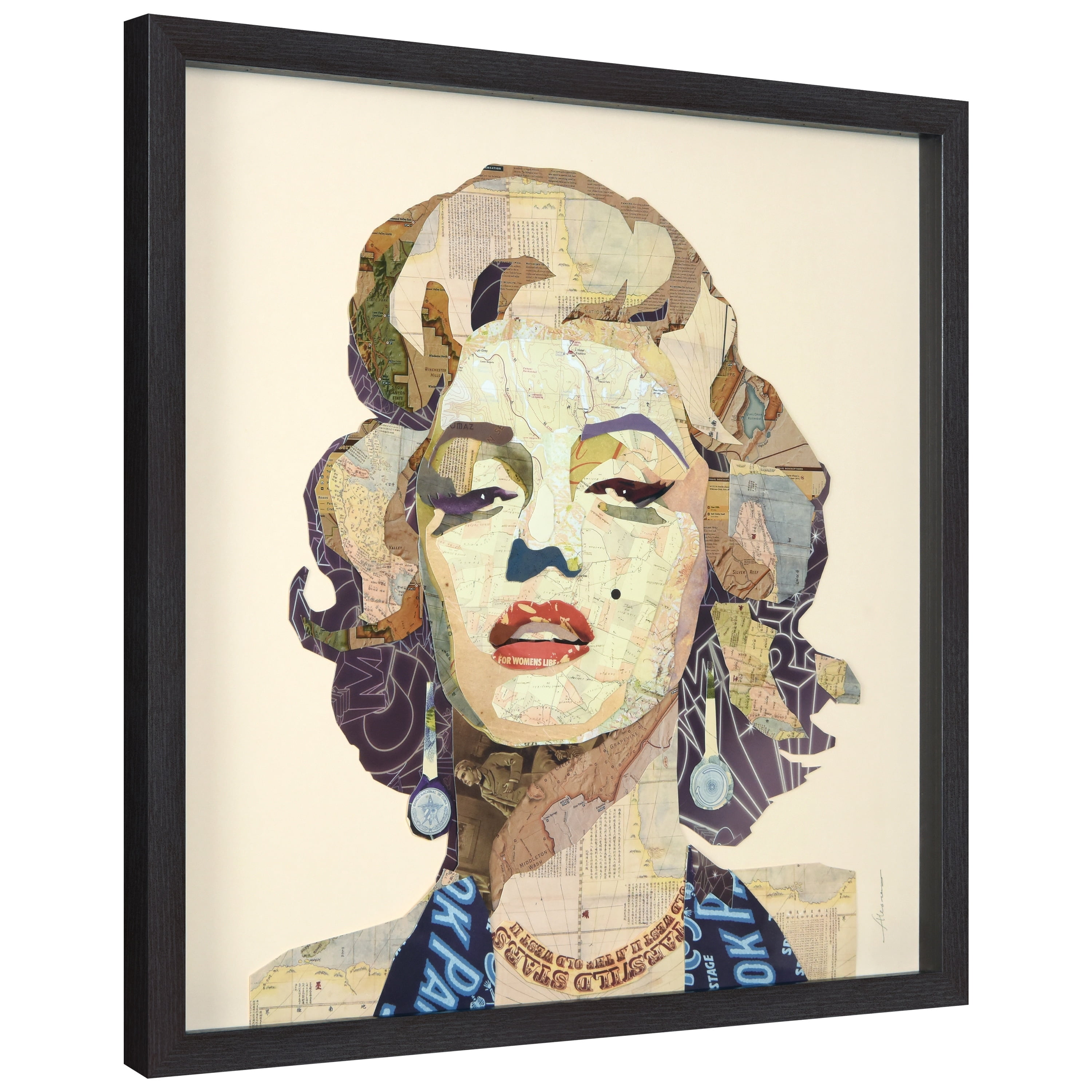 Empire Art Direct Homage to Marilyn Dimensional Collage Framed Graphic Art Under Glass Wall Art, 25" x 25" x 1.4", Ready to Hang