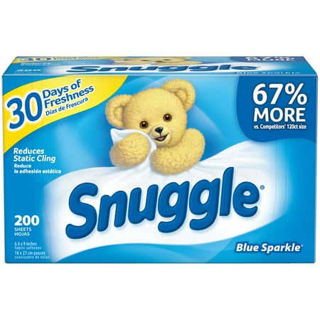 Snuggle Fabric Softener Dryer Sheets, Blue Sparkle, 200 (Best Laundry Dryer Sheets)