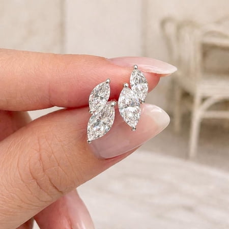 3.00 CT Marquise Lab Grown Diamond Stud Earrings | Gold Bridal Jewelry Gift for Her