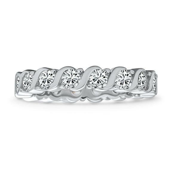 Bling Jewelry Womens Cubic Zirconia Cocktail Statement Ring Stackable Wave Set Sterling Silver Band