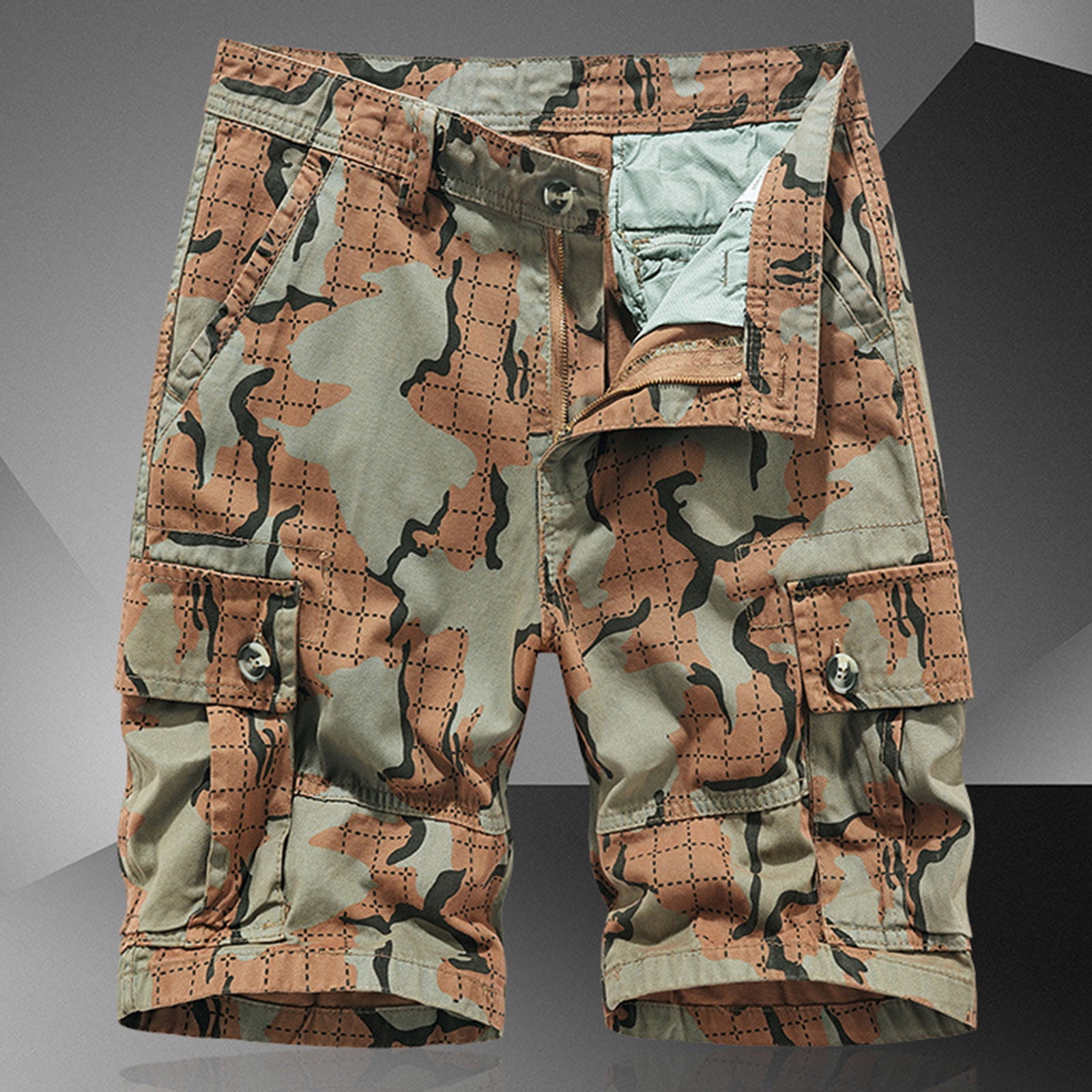 Akiihool Men's Shorts Men's Camo Multi Pocket Relaxed Fit Casual