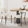 thumbnail image 2 of Dining Chairs Set of 2, Boucle Upholstered Modern Mid Century Round Kitchen Chairs with Curved Backrest & Metal Legs for Vanity, Living Room, 2 of 10