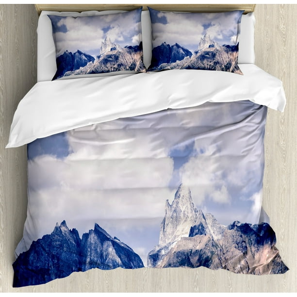 Alaska King Size Duvet Cover Set Craggy Peaks In Southeast Fall Season Mountains Landscape Photo Decorative 3 Piece Bedding With 2 Pillow Shams Grey White Sky Blue By Ambesonne Com Alaska King Size Duvet Cover Set, Alaskan King Bed Duvet