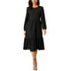 thumbnail image 1 of Vestidos de Otoño para Mujeres INSPIRE CHIC de Manga Larga con Cuello Redondo, Vestido Midi A-Line de Punto con Capas y Bolsillos M Negro, 1 of 6
