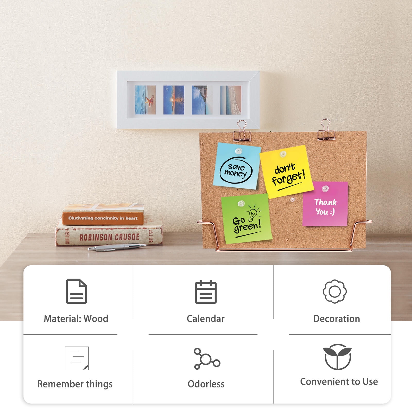 LEORX  Bulletin Board with Stand Message Cork Office Note Photo Wall Display Bracket