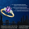thumbnail image 2 of Gem Stone King 18K Yellow Gold Plated Silver Purple Amethyst and Simulated White Opal Engagement Ring for Women | 2.00 Cttw | Oval Checkerboard 9X7MM | Gemstone February Birthstone | Size 6, 2 of 6