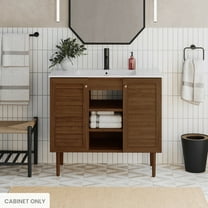 Bron 36" Freestanding Bathroom Vanity Cabinet without Top in Brown Oak