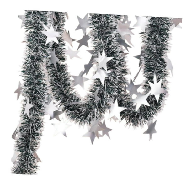 Guirnalda de oropel navideño con estrellas, decoración colgante navideña, guirnalda de oropel con purpurina para bodas, cumpleaños, barandilla del