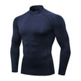 thumbnail image 4 of VSSSJ Mens Muscle Shirt Lightweight Workout Fitness Slim Fit Long Sleeve Stand Collar Breathable Running Training Gym Athletic Tops Navy XXL, 4 of 4