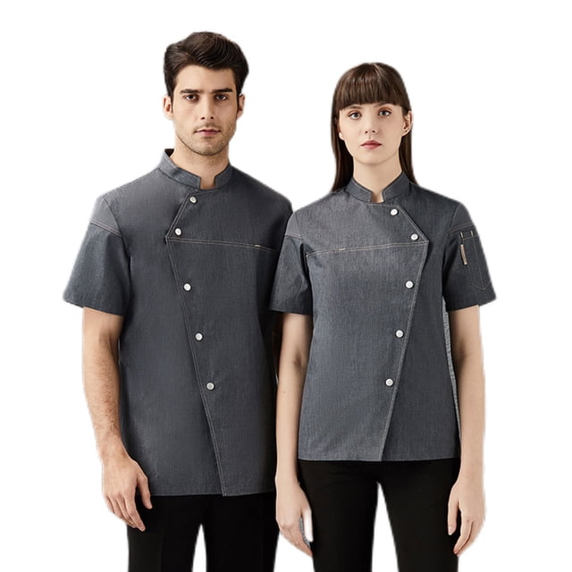Uniforme de chef unisex Sonducket manga corta Gris vaquero 2XL