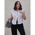 thumbnail image 4 of HH TRAF Mujeres Vintage Tops de punto Sin mangas Bolsillo decorado Chaleco casual de un solo pecho Top 2024 Chaleco corto sólido para mujer, 4 of 5