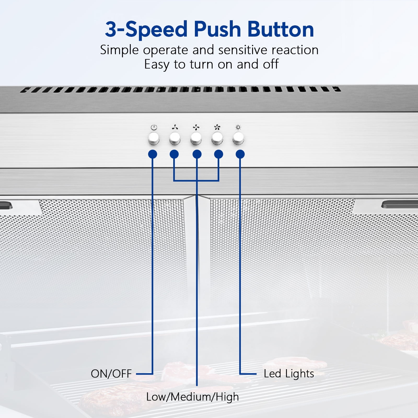 TITTLA 30" 600 CFM Stainless Steel Kitchen Under Cabinet Range Hood with 2 x 2W LED Lights and 2 Replacement Charcoal Filter