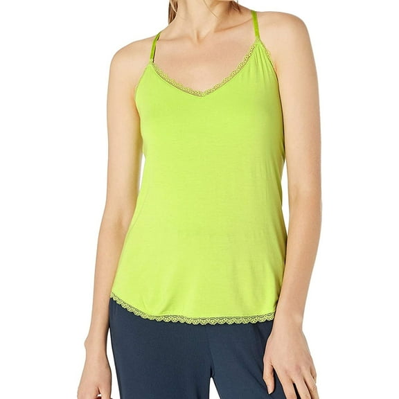 P.J. Salvage Womens Lace Trim Pajama Sleep Cami Tank Top, Green, Medium