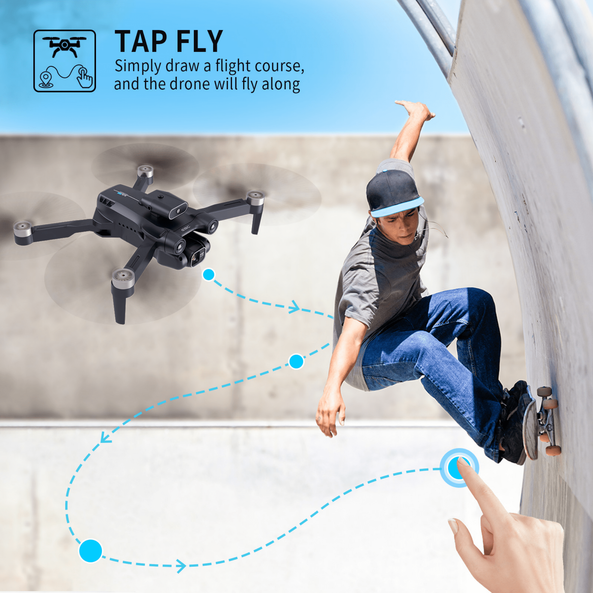 AUOSHI 4K FPV Drone with Dual Camera & Brushless Motor, 2 Batteries, Optical Flow, Gesture & Trajectory Control, RC Quadcopter with Carrying Case, Easy to Fly, Great Gift for Beginners,Teens & Adults