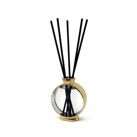 Vivience Fol Oil Reed Diffuser Aromatherapy Diffuser Home Decor, White Flower, Gold White