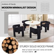 Guyou Modern Boucle Dining Chair Set of 2, Sherpa Upholstered Barrel Chair, Comfy Armchair with Open Backrest, Vanity Side Chair Accent Chair for Living Room Bedroom Dining Room, Black