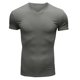 thumbnail image 2 of Camiseta de cuello en V ajustada para hombre: camiseta elástica de manga corta para culturismo, 95 % poliéster, 5 % elastano, tejido de canalé para el gimnasio y el entrenamiento., 2 of 6