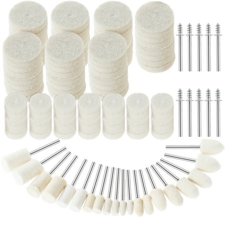 

THRENS 100Pcs Felt Polishing Wheel Wool Felt Polishing Pad Wear Resistant Buffing Wheel with 1/8 Shank