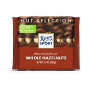 Ritter Sport Milk Chocolate with Whole Hazelnuts No Artificial Ingredients or Flavorings, 3.5oz, Bar