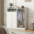thumbnail image 3 of Meteorleg Dresser with Clothes Rack,4 Drawers Dresser with Charging Station & LED Lights,Modern LED Chests of Drawers for bedroom Living Room,White, 3 of 9