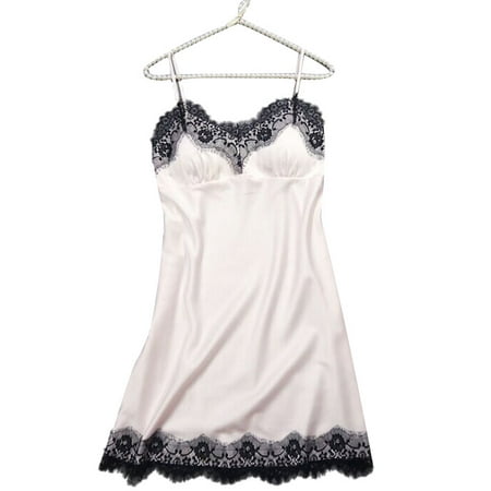 

Sexy Womens Spaghetti Strap Lace Chemise Nightdress Satin Silk Lingerie Sleepwear