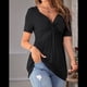 thumbnail image 5 of Blusa de Mujer con Cuello en V y Nudo Delantero, Corta, Estilo Túnica Oversize, Estilo Jersey Liso de Verano Negro XXL, 5 of 7