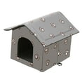 thumbnail image 4 of Casa para gatos al aire libre, cálida y aislada, portátil, cueva para perros pequeños Gris M, 4 of 8
