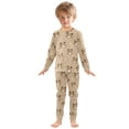 thumbnail image 3 of Little Bear Love Wave Pattern Cotton Pajamas 2 Piece Set Sleepwear Soft and Comfortable Homewear Nightwear, 3 of 7