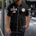 thumbnail image 2 of CONZONE 250 Anniversary Usa Mens Buttons Down Shirts Short Sleeve Independence Day Shirts for Men Trendy Patriotic Usa Letter Graphic Lapel Soft Lightweight Tops, 2 of 5