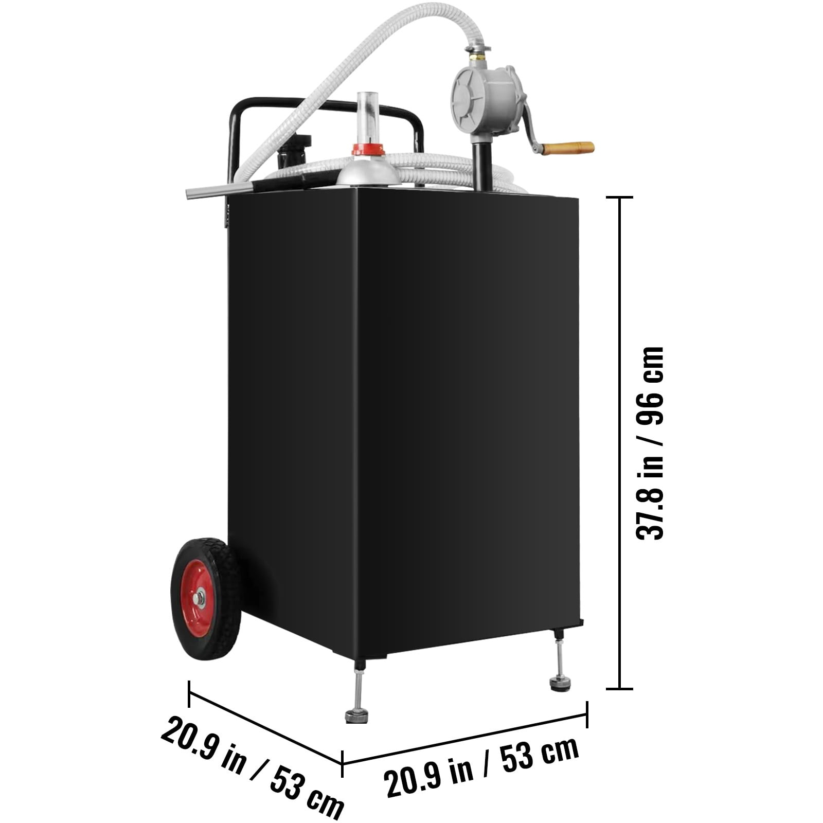 VEVOR Fuel Caddy Fuel Storage Tank 30 Gallon 2 Wheels with Manuel Pump, Black
