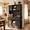 Brown, variant on DreamCurship 72" Kitchen Pantry Cabinet with Hutch, Freestanding Cupboard Storage Cabinet, Tall Buffet Cabinet with Hutch, 3 Drawers & Stemware Rack, White
