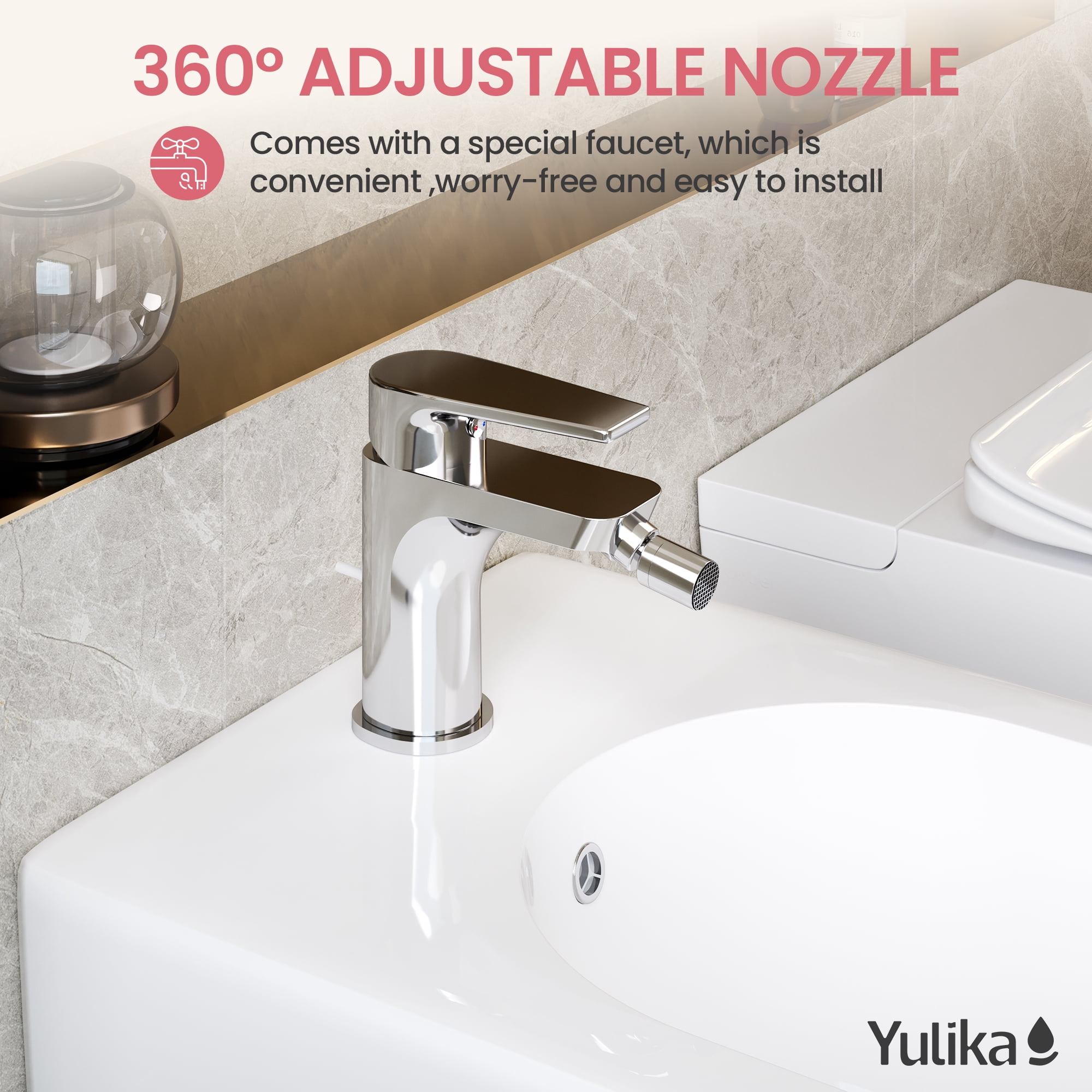 Handheld Bidet Sprayer for Toilet, Hot & Cold Water Control, Stainless Steel Nozzle, Easy Install Bathroom Bidet