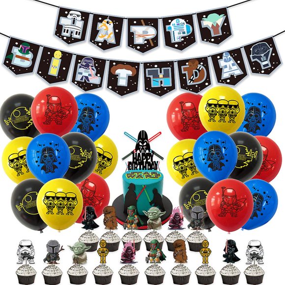 Star Wars Theme Boys Birthday Party Balloons Banner Cake Toppers Decoration-SHUNJING