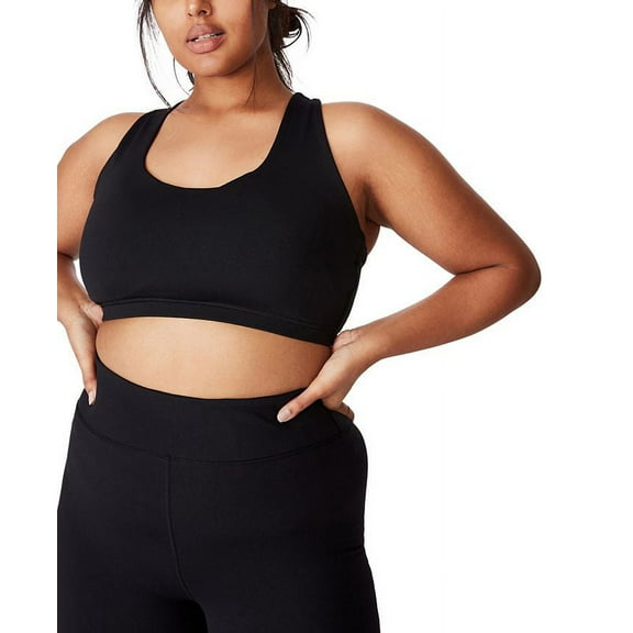 Trendy Plus Size Active Strappy Crop Top Black 18W