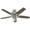 Hunter Bennett 52" Quiet Ceiling Fan with LED Light and Remote Control, Silver