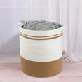thumbnail image 4 of Latrodar Clothes Storage Basket Large Cotton Rope Basket Toy Basket With Handle Storage Comforter Cushions Thread Laundry Hamper Coffee Durable 12.2x3.6 Inch, 4 of 5