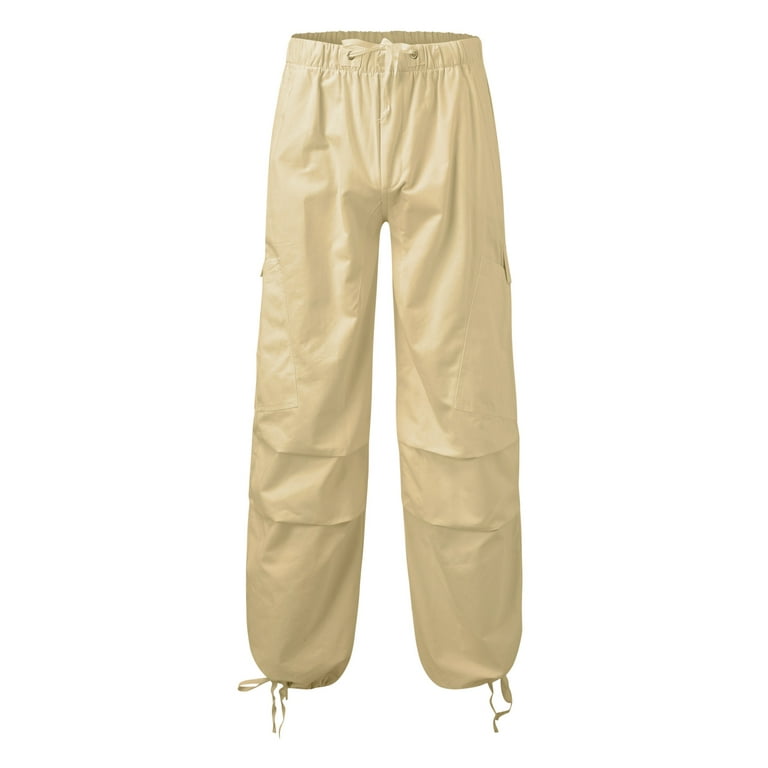 Beige Cargo Pants For Men Men Fashion Sports Casual Pants Elastic Waist  Adjustable Multiple Pockets Straight Leg Loose Pants