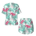 thumbnail image 2 of Sigee Flamingo for Sleepwear Casual Pjs with Pockets Women's Pajamas Sets Shorts 2 Piece Short Sleeve Lounge Sets X-Large, 2 of 9