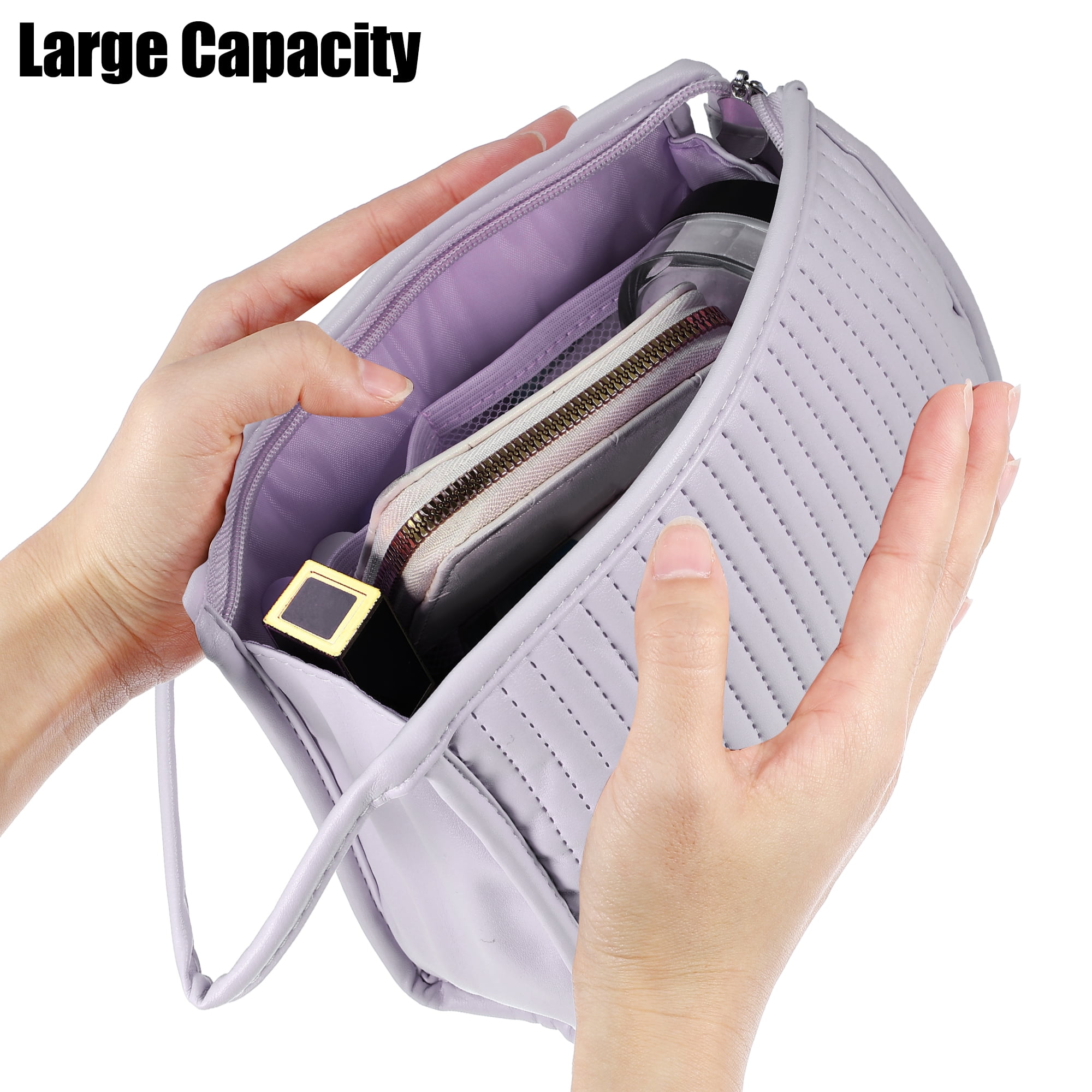 Unique Bargains Floral Makeup Bag Zipper Flower Cosmetic Pouch Purple