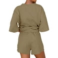 thumbnail image 4 of Women 2 Piece Outfits 3/4 Sleeve Tops and Elastic Waist Shorts Lounge Sets, 4 of 6