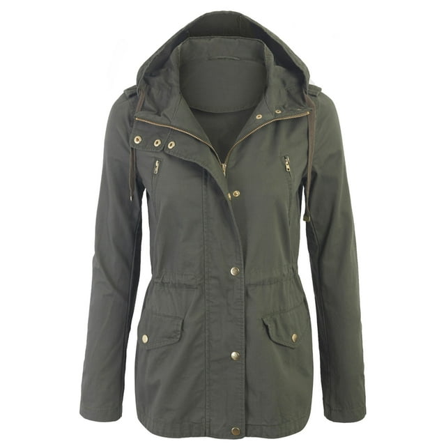 Womens Zip Up Military Anorak Safari Jacket with Hoodie - Walmart.com