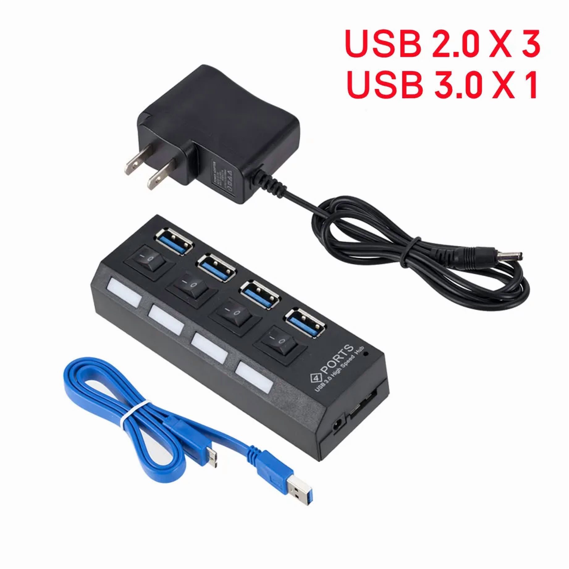 Mini USB HUB 3.0 Super Speed 5Gbps 4 Ports HUB Portable Microwave with External Power Adapter for PC ,Fast Charging Devices