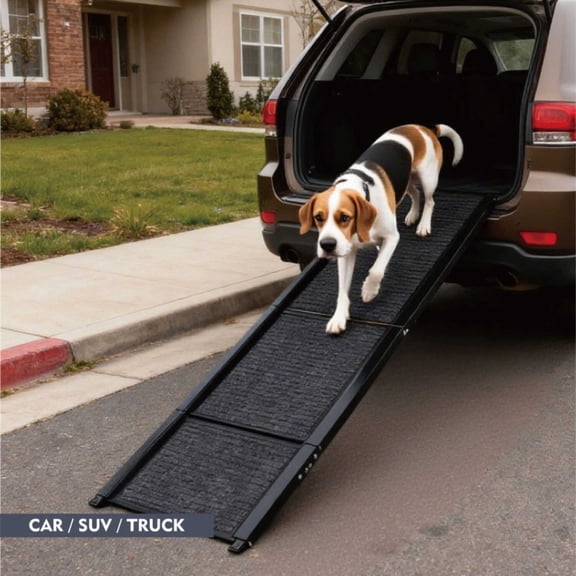 Dog Ramp for Car 65"X17" Large Folding Pet Stair Ramps for Truck, SUV, with Non-Slip Surface, Up to 250LBS, Outdoor Dog Car Ramp for Medium & Large Dogs, Portable Pet Steps