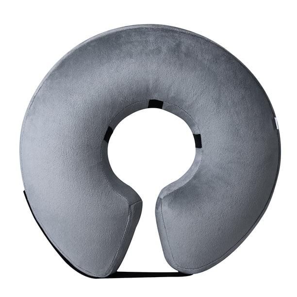 Gato inflable E-Collar Ajustable Perro Cuello Cono Recuperación Suministros para (Gris L)