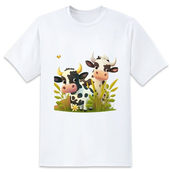 Men's Graphic TeeCow (32) Letter Print T-Shirts Round Neck Short Sleeves Sizes XS-5XL Summer Daily Casual Tops