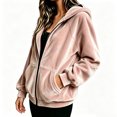 thumbnail image 6 of Bexdxz Zip Up Hoodie Women Velvet Elegant Oversized Long Sleeve Hooded Sweatshirt | Womens Hoodies Pullover 2026 Velvet Oversized Loose Fit Full Zip Hooded Pink L, 6 of 6