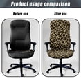 thumbnail image 4 of Renewold Leopard Print Khaki Office Computer Chair Cover Non-slip Decorative Boss Rotating Office Chair Cover Desk Computer Chair Cover with Elastic Bottom, L, 4 of 7